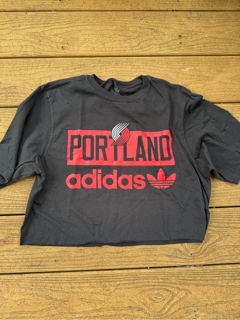 Cropped Portland Trailblazers Adidas Originals  Short Sleeve Tee Large